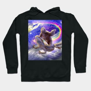 Space Sloth Riding Bearded Dragon Lizard Hoodie